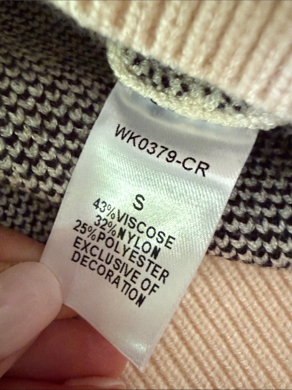 THML Cream Crewneck Sweater with Black Bow Details and Pink Trim - Picture 3 of 8